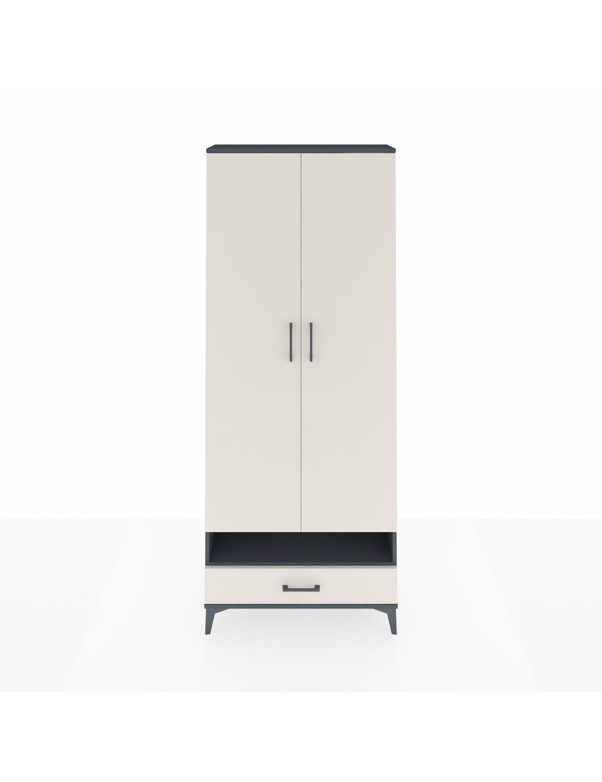 Arges Dolap 6 Raflı Tek Çekmeceli 2 Kapaklı 88x30x221 Antrasit-Aytaşı