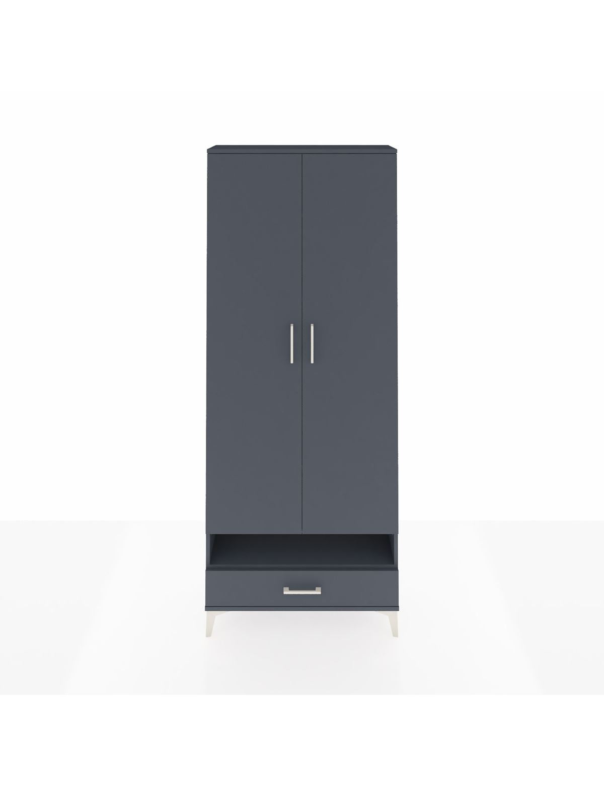 Arges Dolap 6 Raflı Tek Çekmeceli 2 Kapaklı 88x30x221 Antrasit-Antrasit