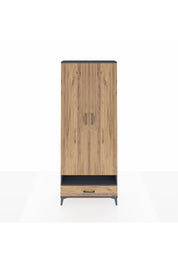 Arges Dolap 6 Raflı Tek Çekmeceli 2 Kapaklı 88x30x221 Antrasit-Çam