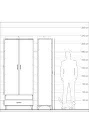 Arges Dolap 6 Raflı Tek Çekmeceli 2 Kapaklı 88x30x221 Antrasit-Çam
