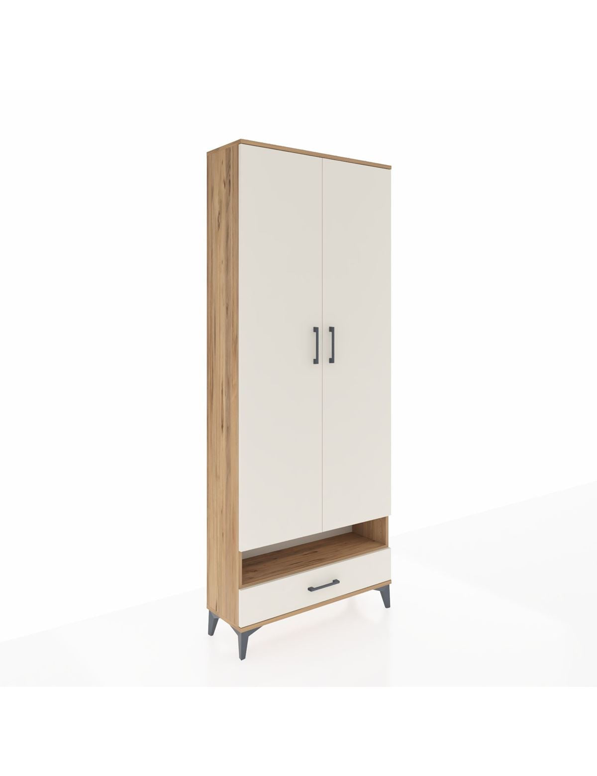 Arges Dolap 6 Raflı Tek Çekmeceli 2 Kapaklı 88x30x221 Çam-Aytaşı