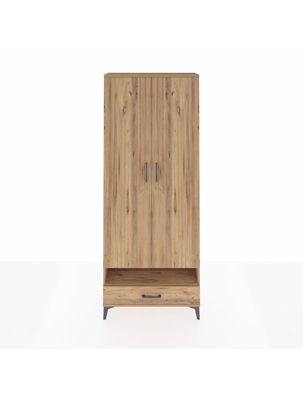 Arges Dolap 6 Raflı Tek Çekmeceli 2 Kapaklı 88x30x221 Çam-Çam