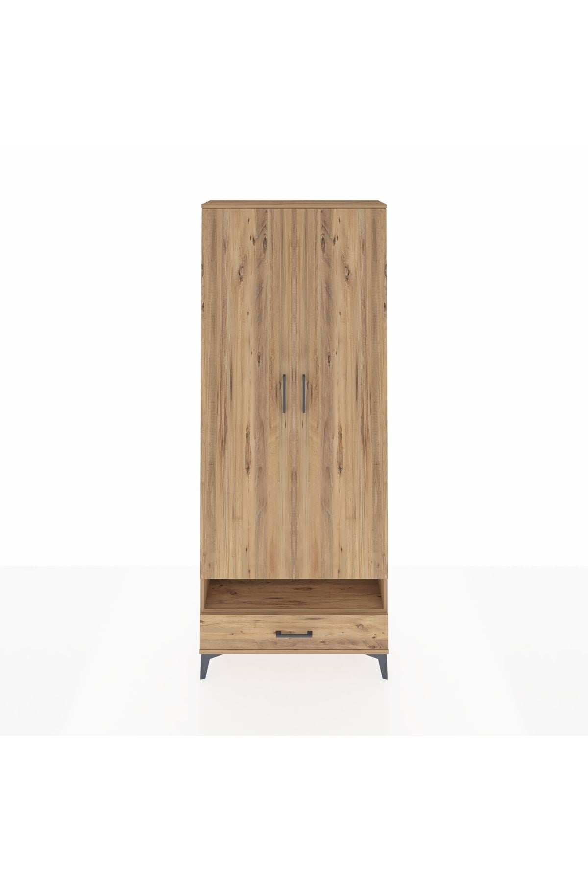 Arges Dolap 6 Raflı Tek Çekmeceli 2 Kapaklı 88x30x221 Çam-Çam