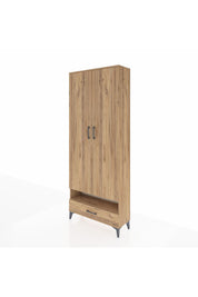 Arges Dolap 6 Raflı Tek Çekmeceli 2 Kapaklı 88x30x221 Çam-Çam