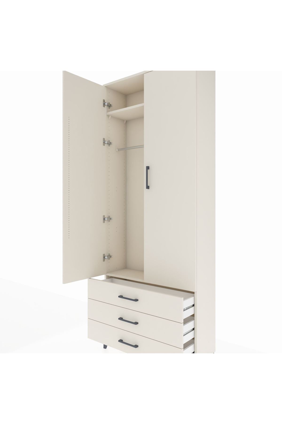 Arges Dolap 2 Raflı 3 Çekmeceli Tek Askılı 88x30x221 Aytaşı-Aytaşı