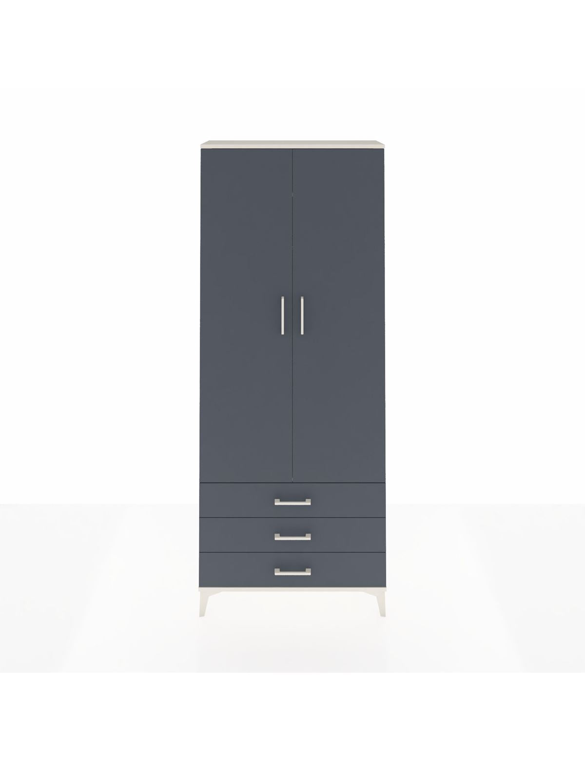 Arges Dolap 2 Raflı 3 Çekmeceli Tek Askılı 88x30x221 Aytaşı-Antrasit