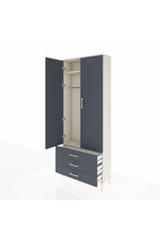 Arges Dolap 2 Raflı 3 Çekmeceli Tek Askılı 88x30x221 Aytaşı-Antrasit