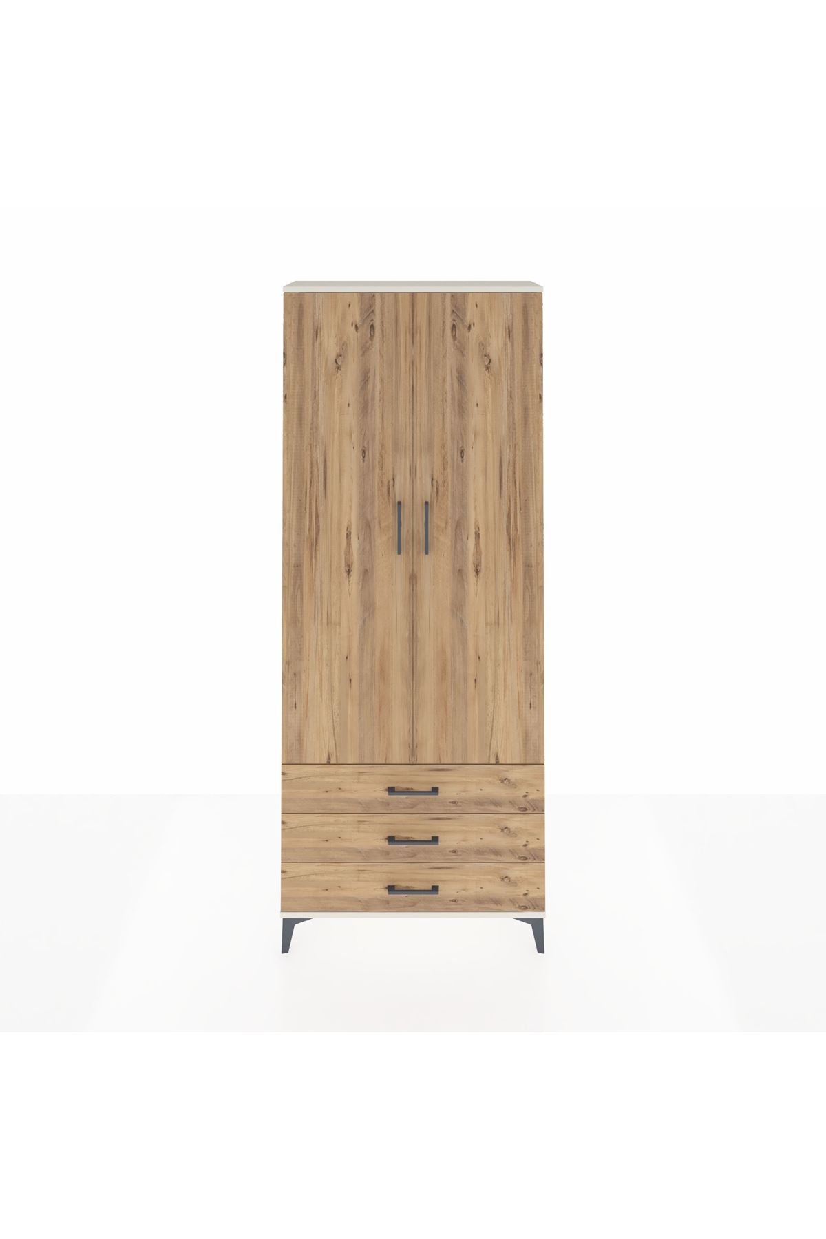 Arges Dolap 2 Raflı 3 Çekmeceli Tek Askılı 88x30x221 Aytaşı-Çam