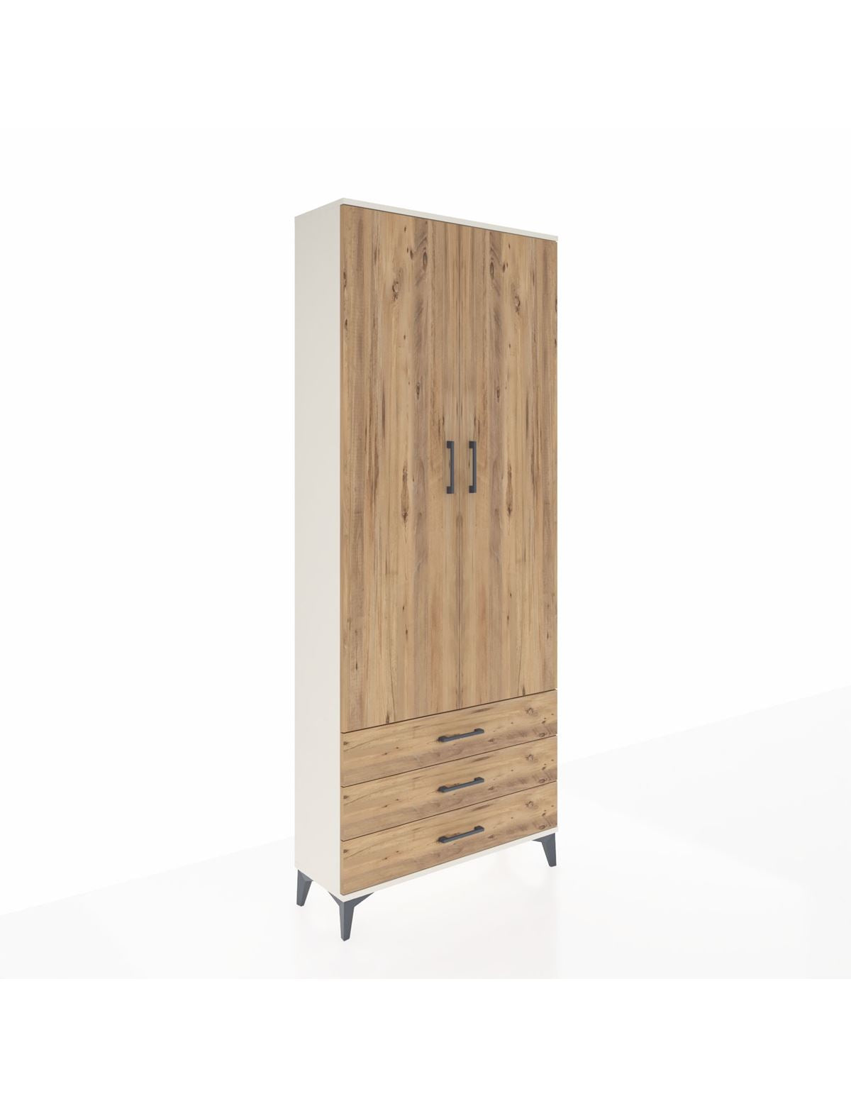 Arges Dolap 2 Raflı 3 Çekmeceli Tek Askılı 88x30x221 Aytaşı-Çam