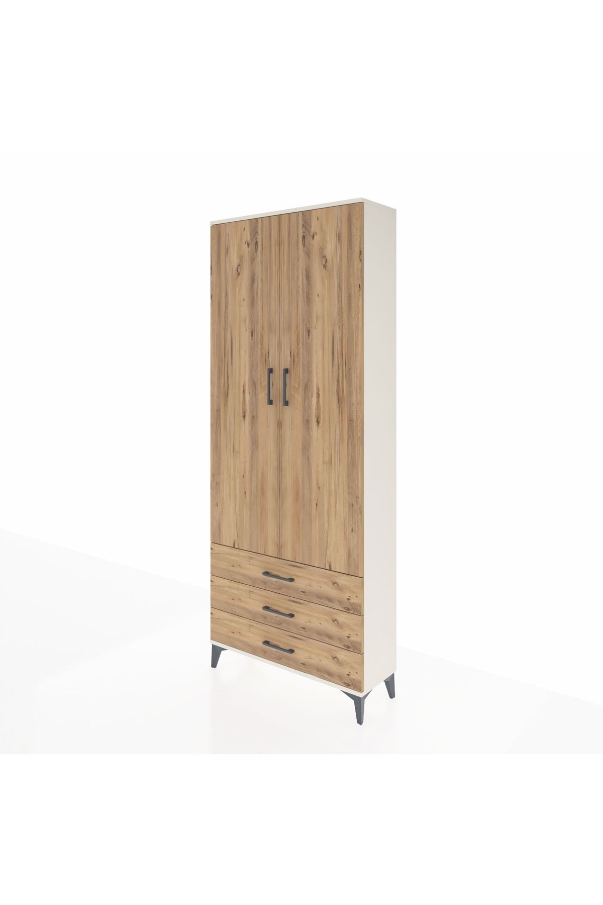 Arges Dolap 2 Raflı 3 Çekmeceli Tek Askılı 88x30x221 Aytaşı-Çam