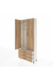 Arges Dolap 2 Raflı 3 Çekmeceli Tek Askılı 88x30x221 Aytaşı-Çam
