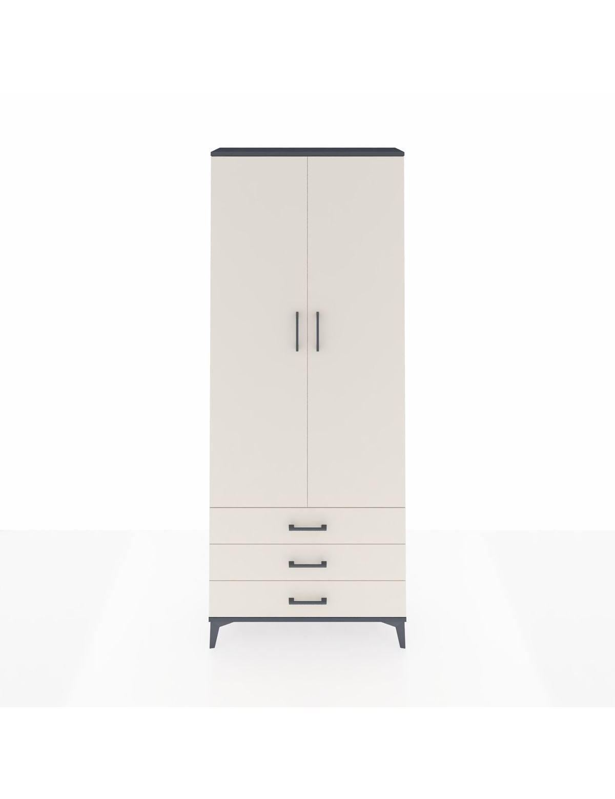 Arges Dolap 2 Raflı 3 Çekmeceli Tek Askılı 88x30x221 Antrasit-Aytaşı