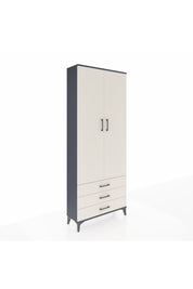 Arges Dolap 2 Raflı 3 Çekmeceli Tek Askılı 88x30x221 Antrasit-Aytaşı