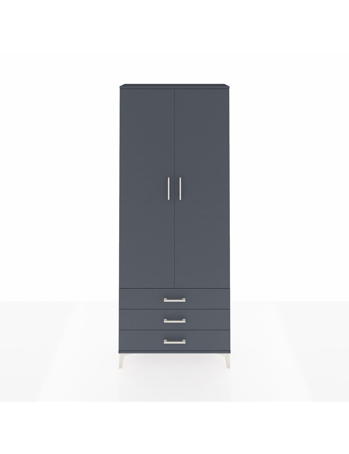 Arges Dolap 2 Raflı 3 Çekmeceli Tek Askılı 88x30x221 Antrasit-Antrasit