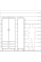 Arges Dolap 2 Raflı 3 Çekmeceli Tek Askılı 88x30x221 Antrasit-Aytaşı