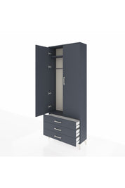 Arges Dolap 2 Raflı 3 Çekmeceli Tek Askılı 88x30x221 Antrasit-Antrasit