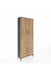 Arges Dolap 2 Raflı 3 Çekmeceli Tek Askılı 88x30x221 Antrasit-Çam