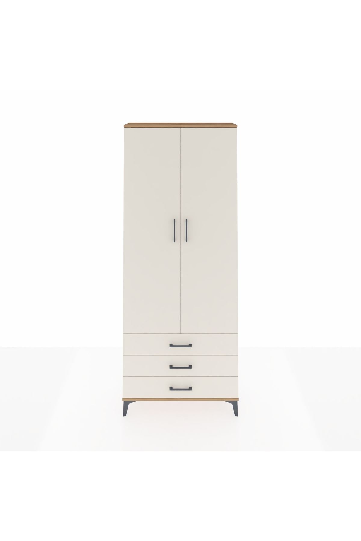 Arges Dolap 2 Raflı 3 Çekmeceli Tek Askılı 88x30x221 Çam-Aytaşı