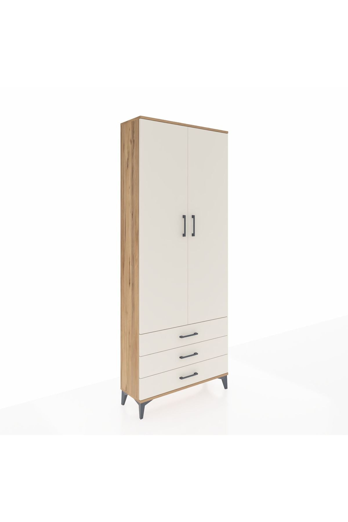 Arges Dolap 2 Raflı 3 Çekmeceli Tek Askılı 88x30x221 Çam-Aytaşı