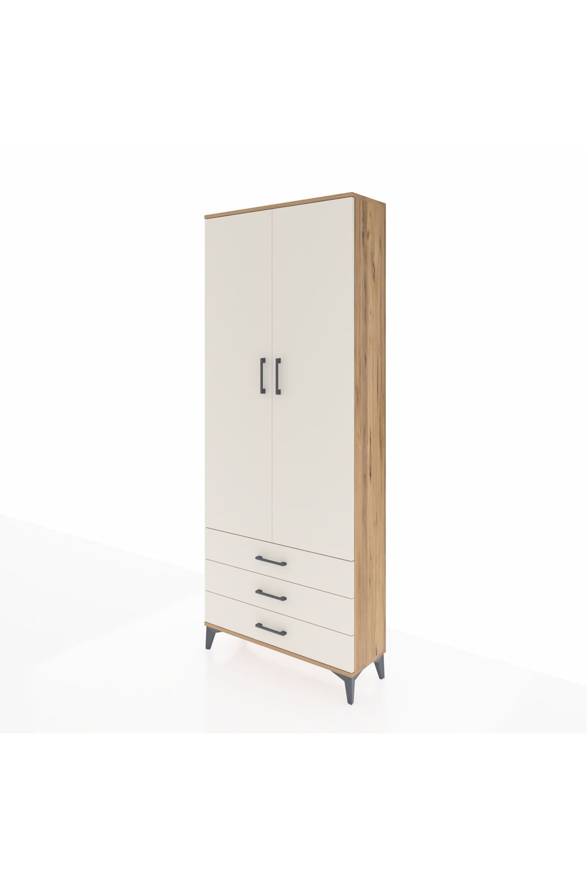 Arges Dolap 2 Raflı 3 Çekmeceli Tek Askılı 88x30x221 Çam-Aytaşı