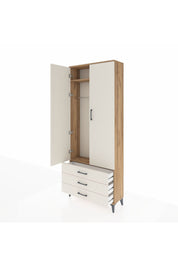 Arges Dolap 2 Raflı 3 Çekmeceli Tek Askılı 88x30x221 Çam-Aytaşı