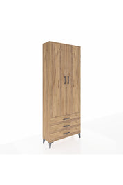Arges Dolap 2 Raflı 3 Çekmeceli Tek Askılı 88x30x221 Çam-Çam
