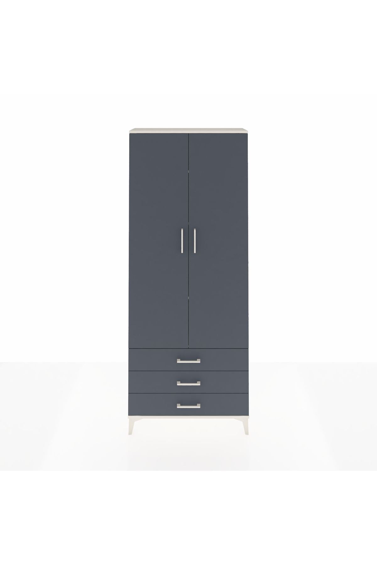 Arges Dolap 4 Raflı 3 Çekmeceli 2 Kapaklı 88x30x221 Aytaşı-Antrasit