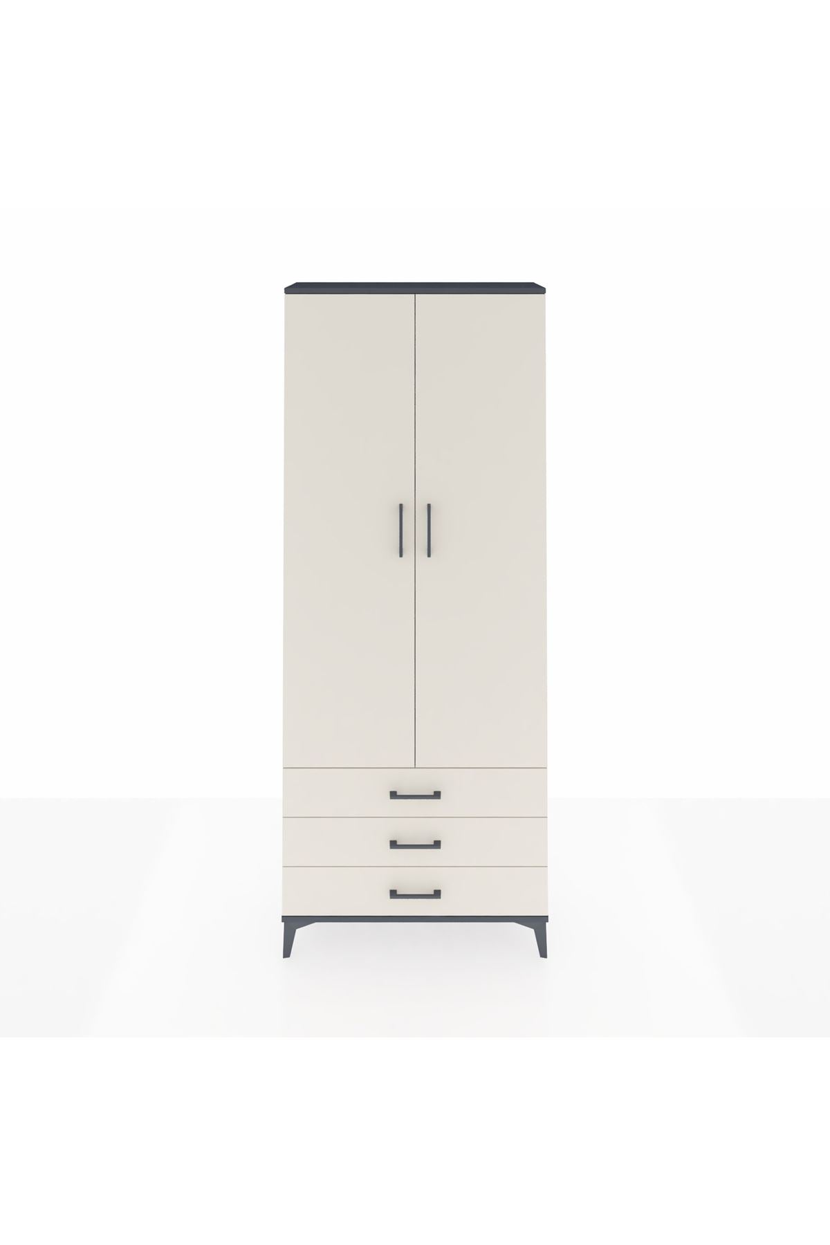 Arges Dolap 4 Raflı 3 Çekmeceli 2 Kapaklı 88x30x221 Antrasit-Aytaşı