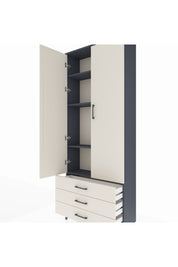 Arges Dolap 4 Raflı 3 Çekmeceli 2 Kapaklı 88x30x221 Antrasit-Aytaşı