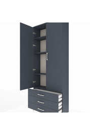 Arges Dolap 4 Raflı 3 Çekmeceli 2 Kapaklı 88x30x221 Antrasit-Antrasit