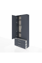 Arges Dolap 4 Raflı 3 Çekmeceli 2 Kapaklı 88x30x221 Antrasit-Antrasit