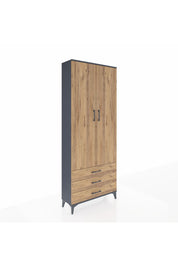 Arges Dolap 4 Raflı 3 Çekmeceli 2 Kapaklı 88x30x221 Antrasit-Çam