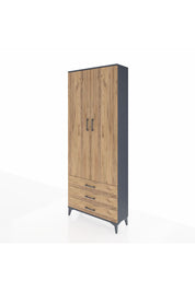 Arges Dolap 4 Raflı 3 Çekmeceli 2 Kapaklı 88x30x221 Antrasit-Çam