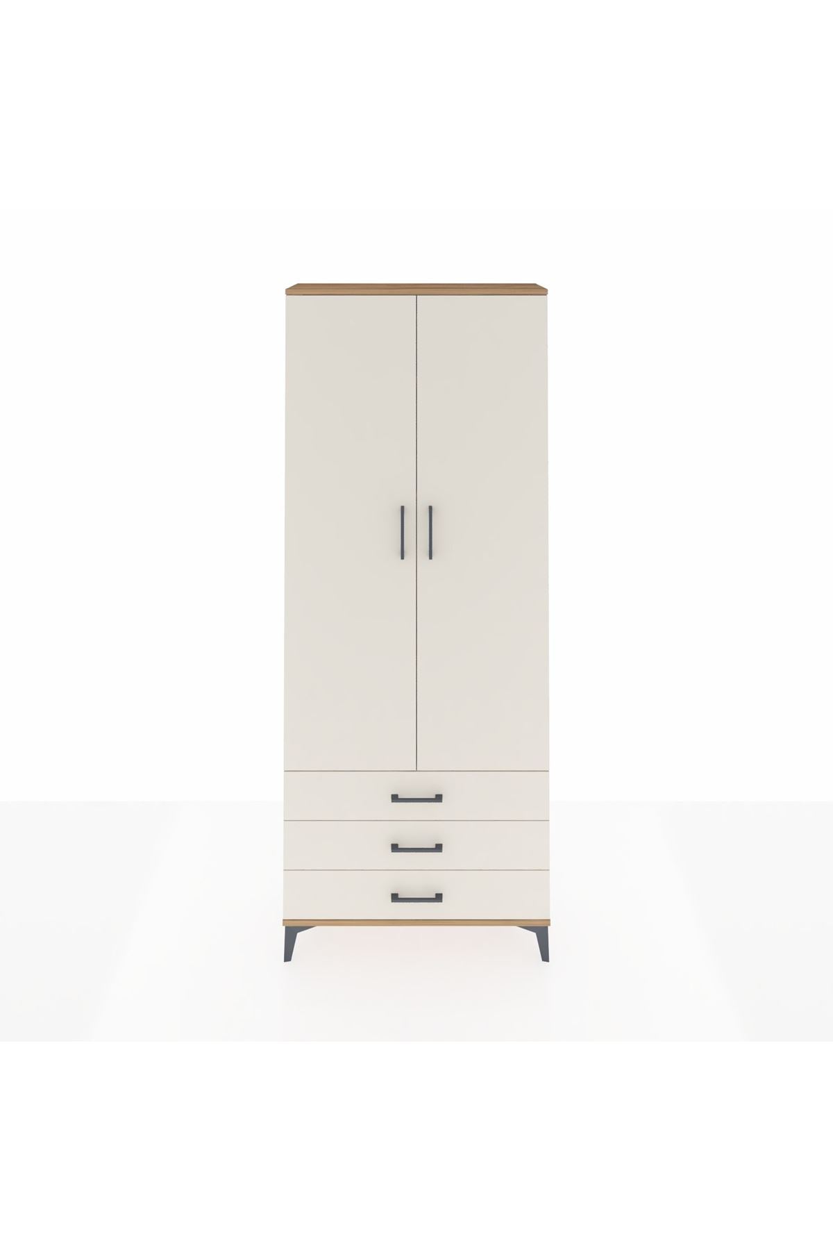 Arges Dolap 4 Raflı 3 Çekmeceli 2 Kapaklı 88x30x221 Çam-Aytaşı