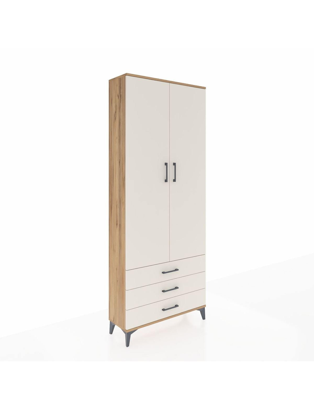 Arges Dolap 4 Raflı 3 Çekmeceli 2 Kapaklı 88x30x221 Çam-Aytaşı