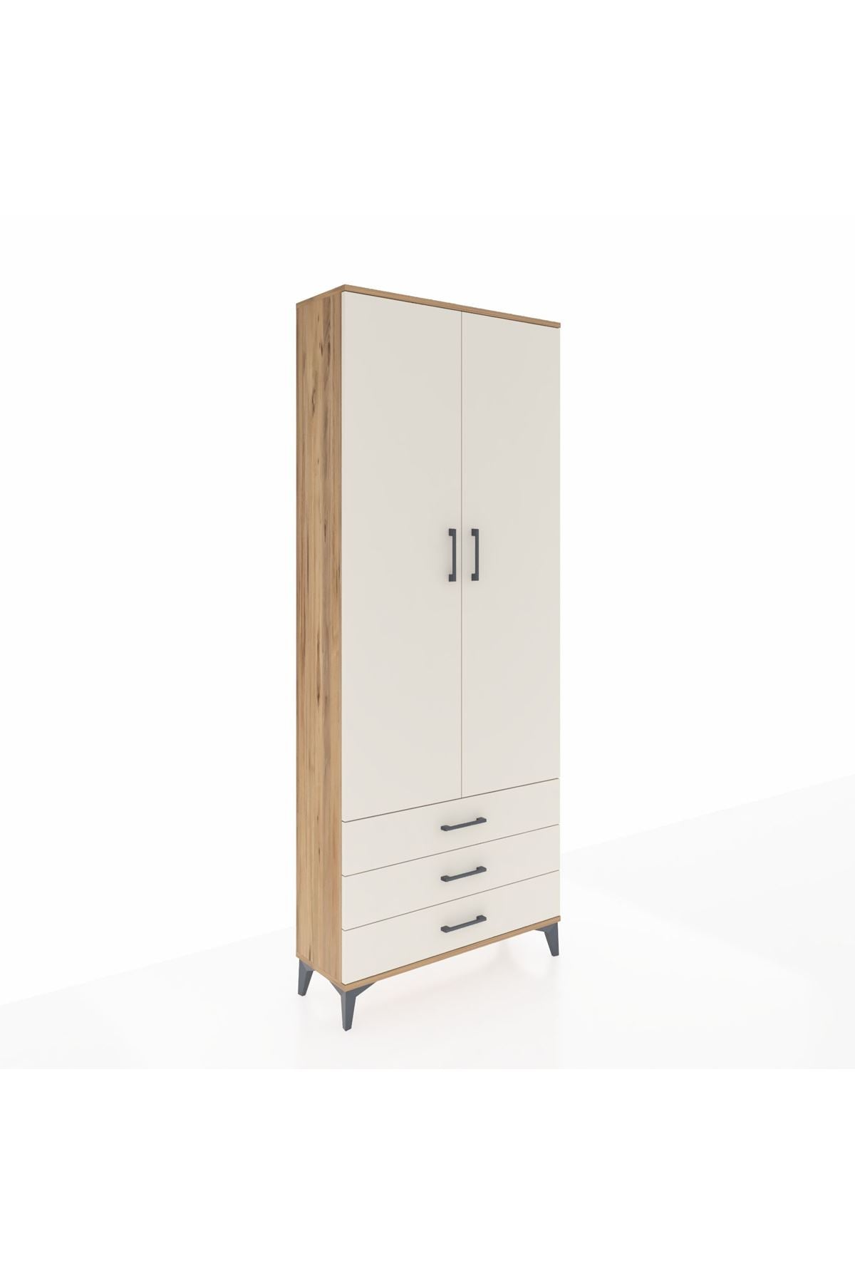 Arges Dolap 4 Raflı 3 Çekmeceli 2 Kapaklı 88x30x221 Çam-Aytaşı