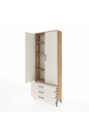Arges Dolap 4 Raflı 3 Çekmeceli 2 Kapaklı 88x30x221 Çam-Aytaşı