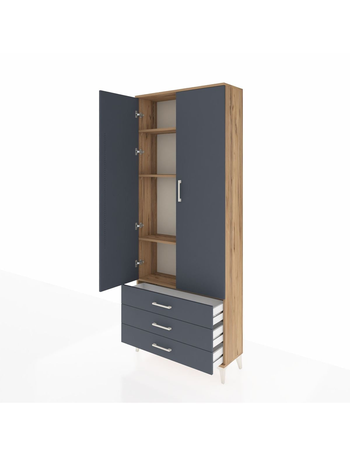 Arges Dolap 4 Raflı 3 Çekmeceli 2 Kapaklı 88x30x221 - S30M020V8A