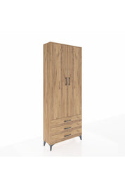 Arges Dolap 4 Raflı 3 Çekmeceli 2 Kapaklı 88x30x221 Çam-Çam