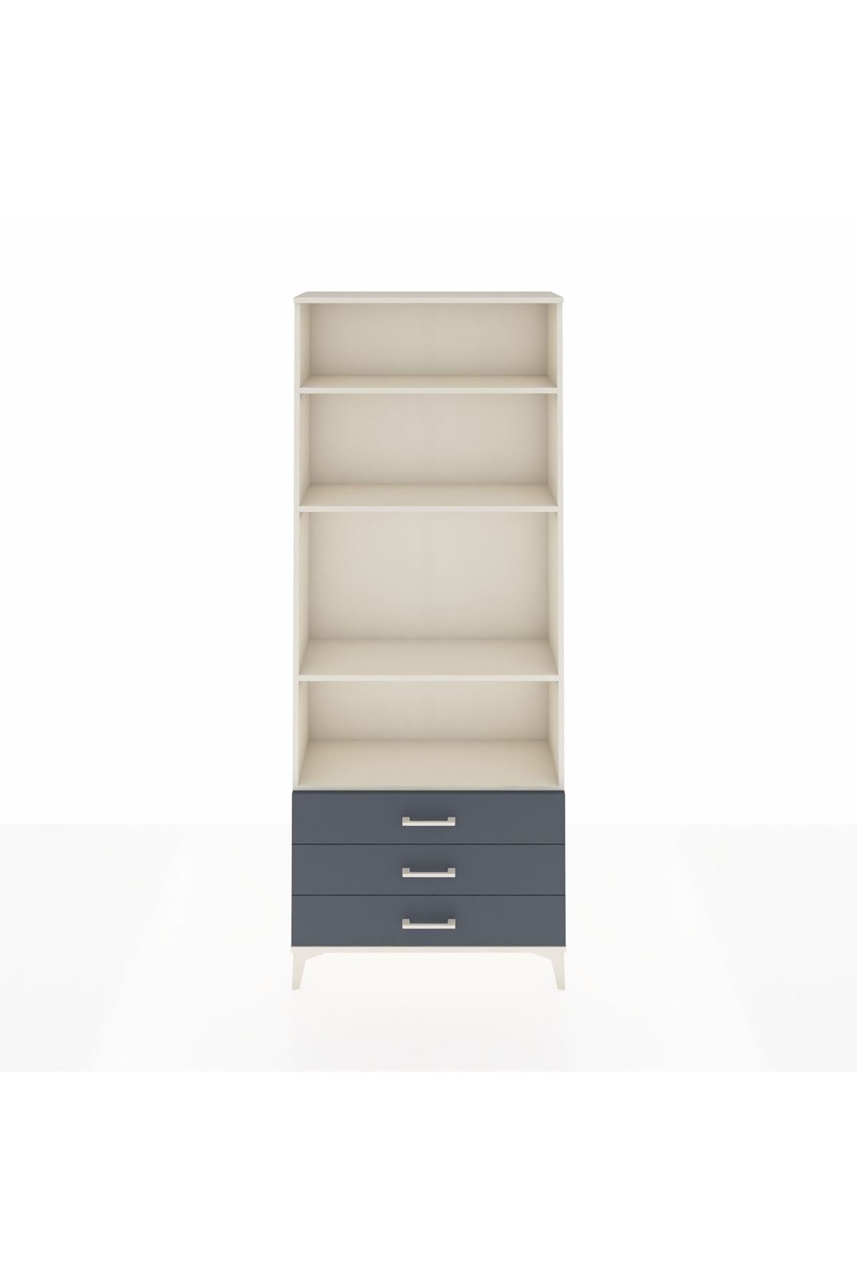 Arges Dolap 4 Raflı 3 Çekmeceli 88x30x221 Aytaşı-Antrasit