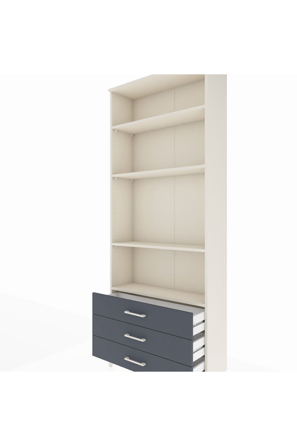 Arges Dolap 4 Raflı 3 Çekmeceli 88x30x221 Aytaşı-Antrasit