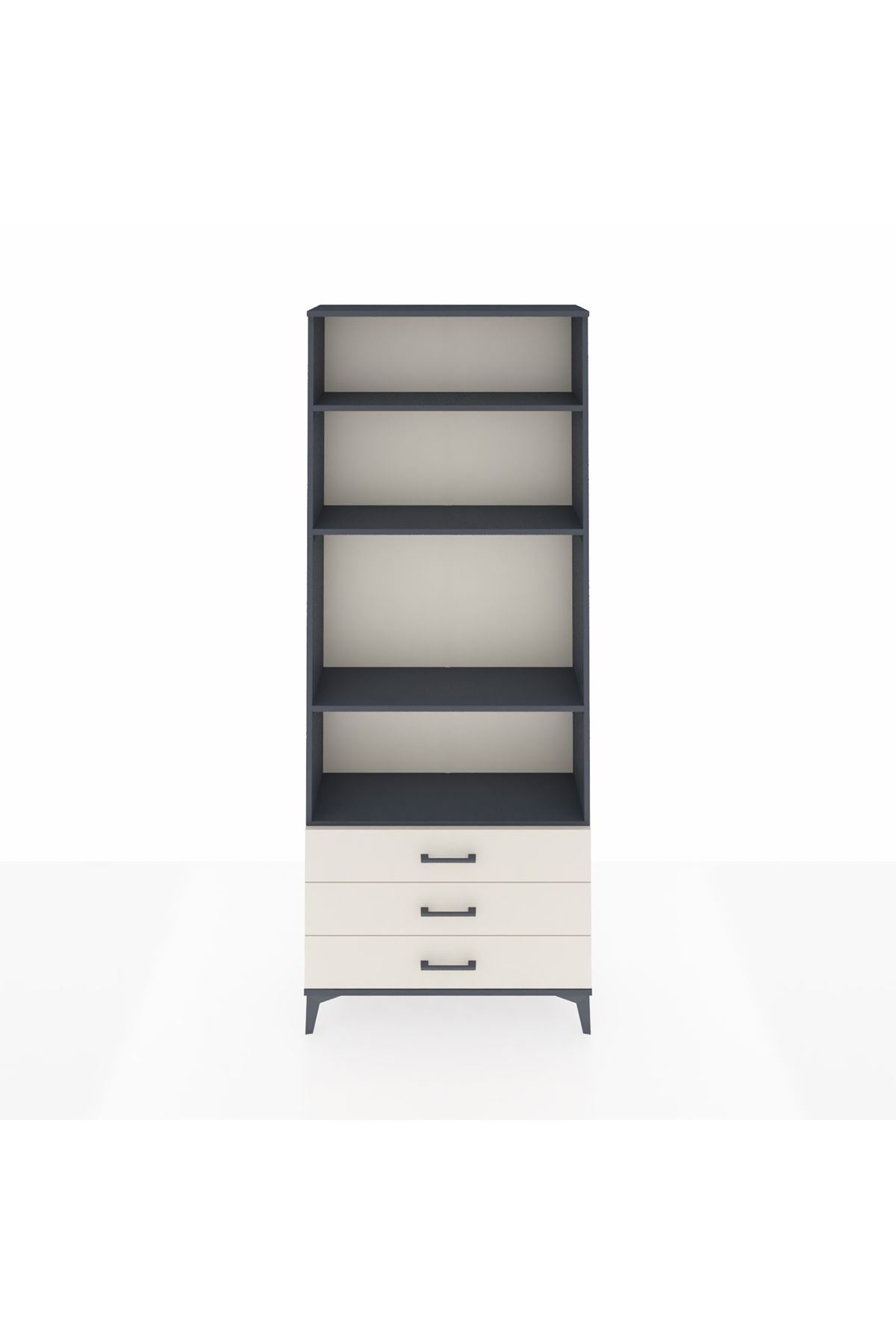 Arges Dolap 4 Raflı 3 Çekmeceli 88x30x221 Antrasit-Aytaşı