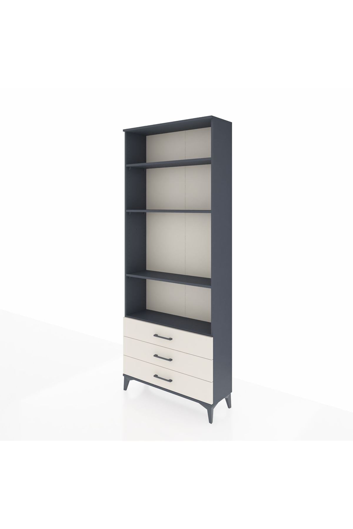 Arges Dolap 4 Raflı 3 Çekmeceli 88x30x221 Antrasit-Aytaşı