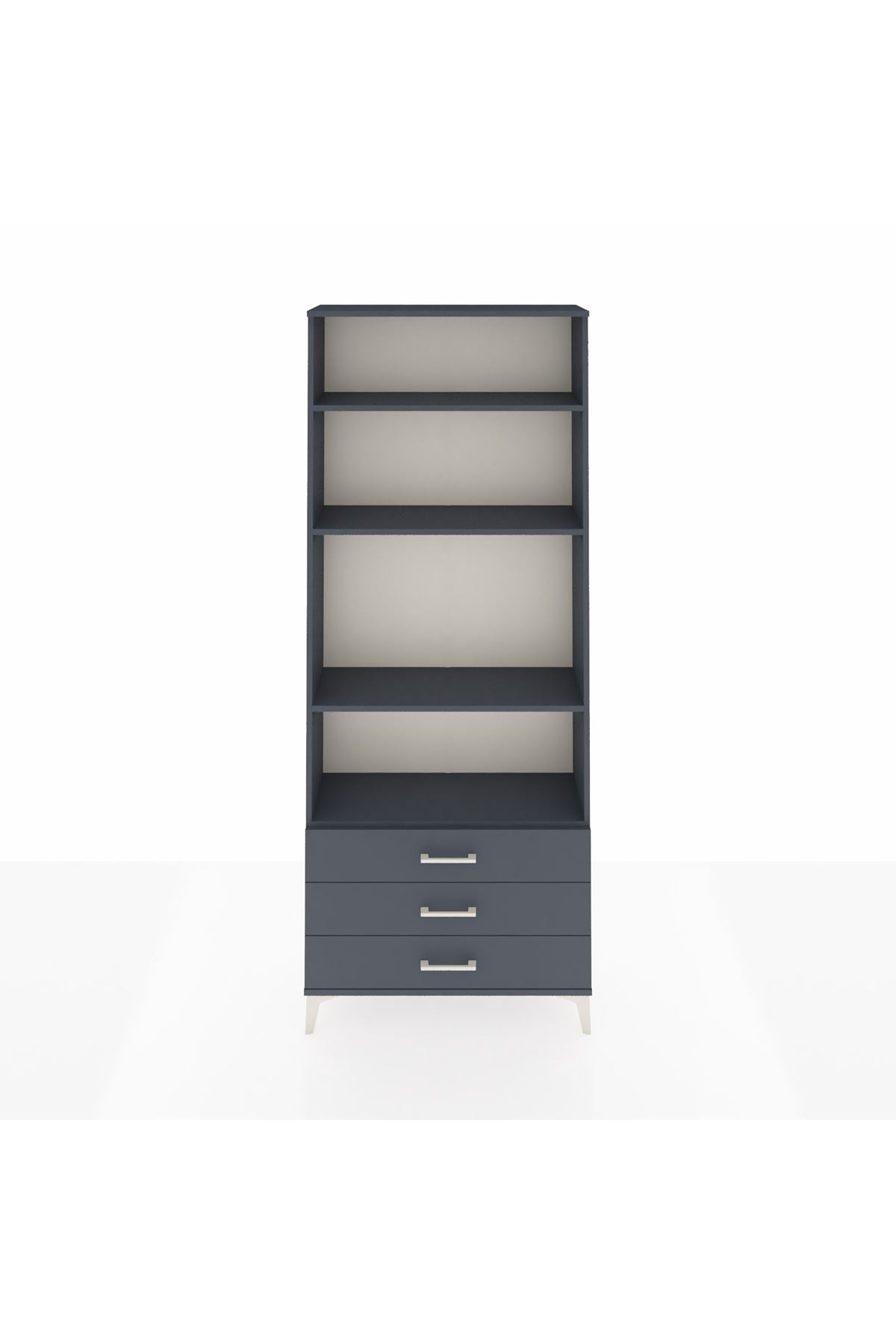 Arges Dolap 4 Raflı 3 Çekmeceli 88x30x221 Antrasit-Antrasit