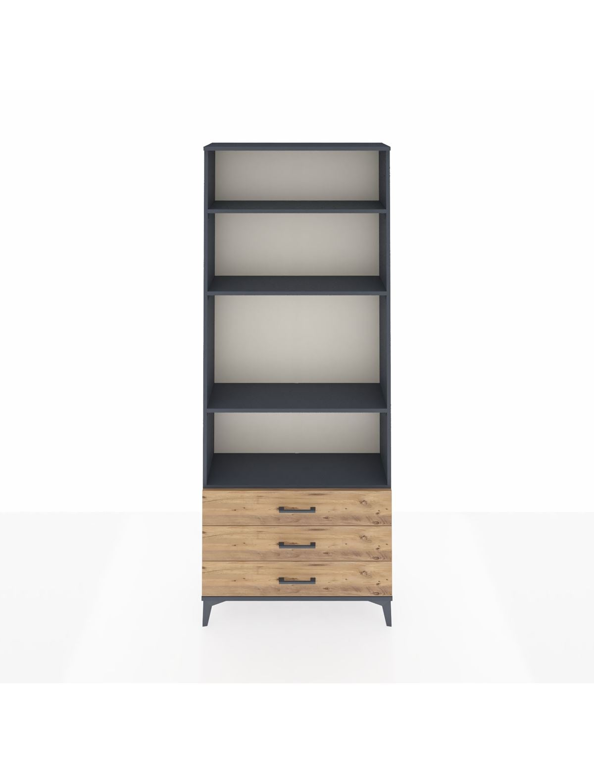 Arges Dolap 4 Raflı 3 Çekmeceli 88x30x221 Antrasit-Çam