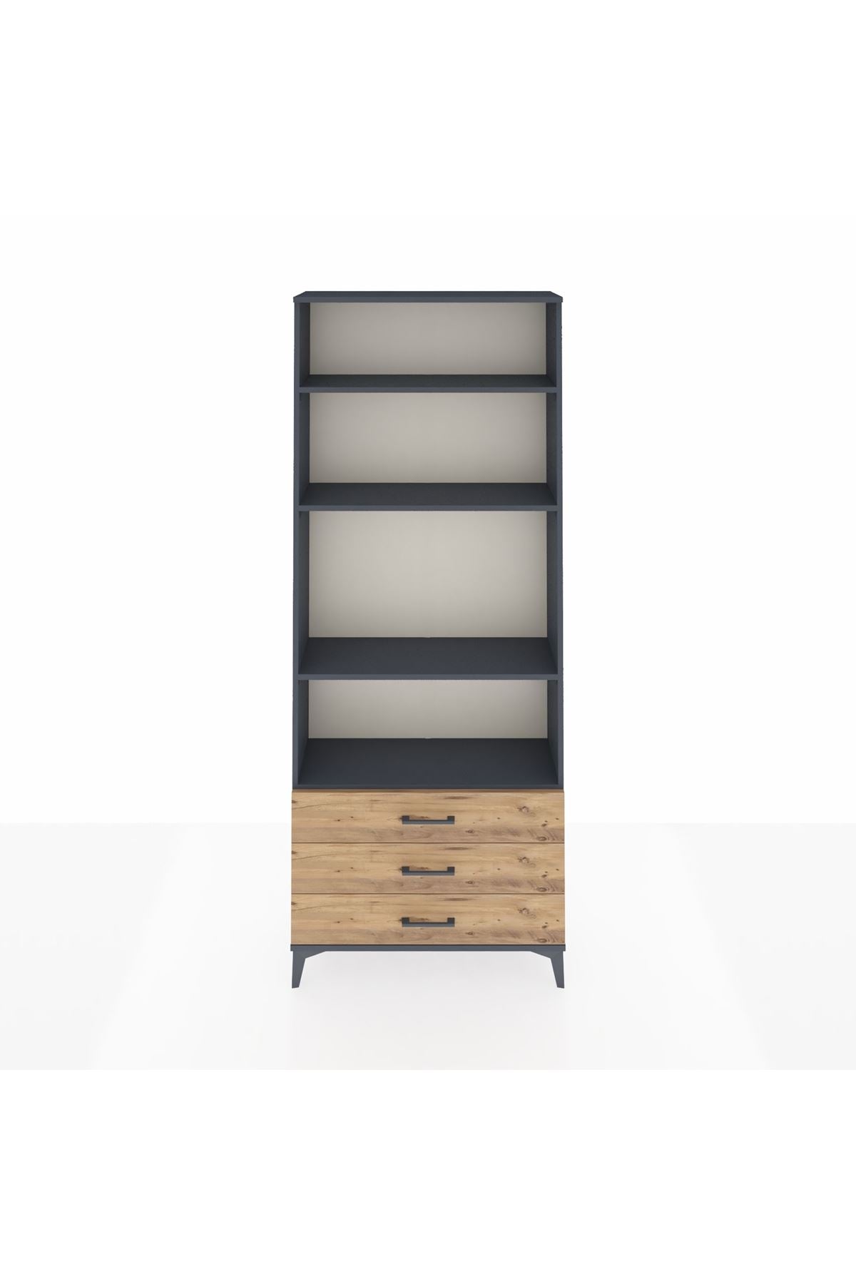 Arges Dolap 4 Raflı 3 Çekmeceli 88x30x221 Antrasit-Çam