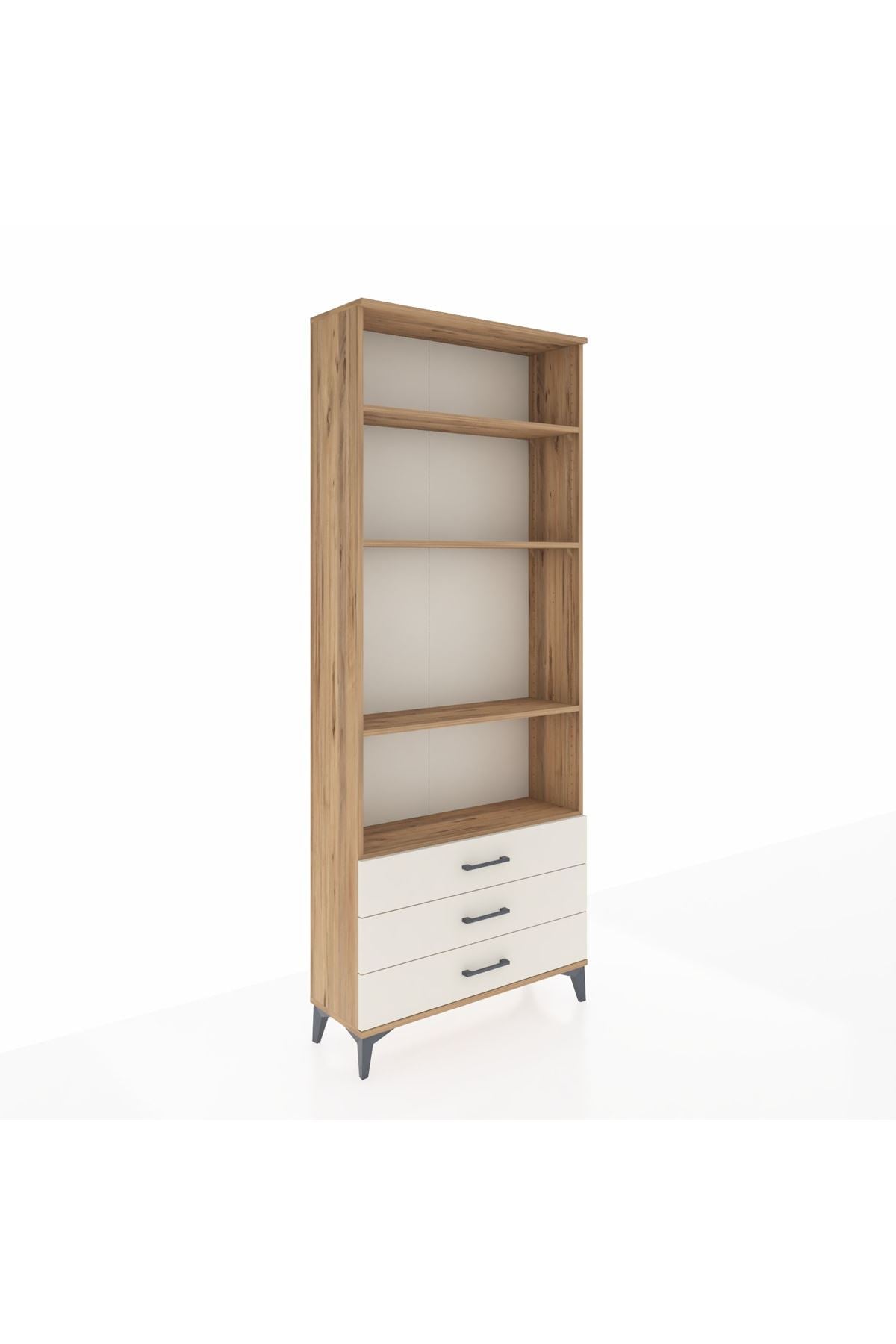 Arges Dolap 4 Raflı 3 Çekmeceli 88x30x221 Çam-Aytaşı