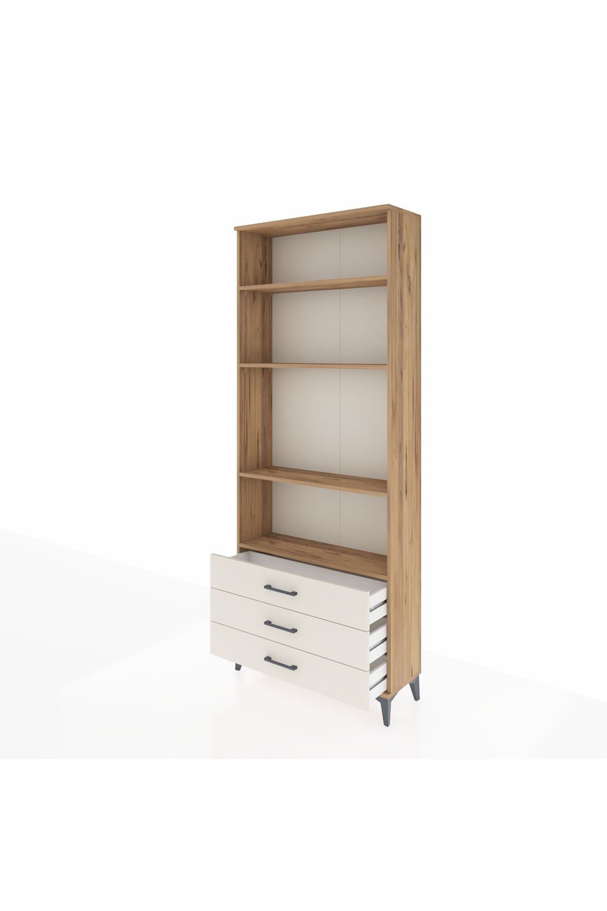 Arges Dolap 4 Raflı 3 Çekmeceli 88x30x221 Çam-Aytaşı