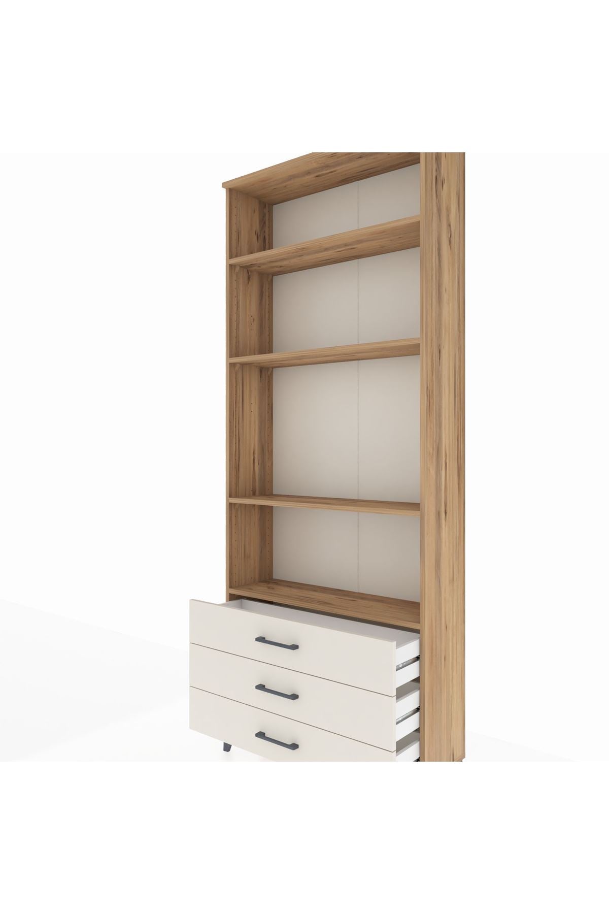 Arges Dolap 4 Raflı 3 Çekmeceli 88x30x221 Çam-Aytaşı