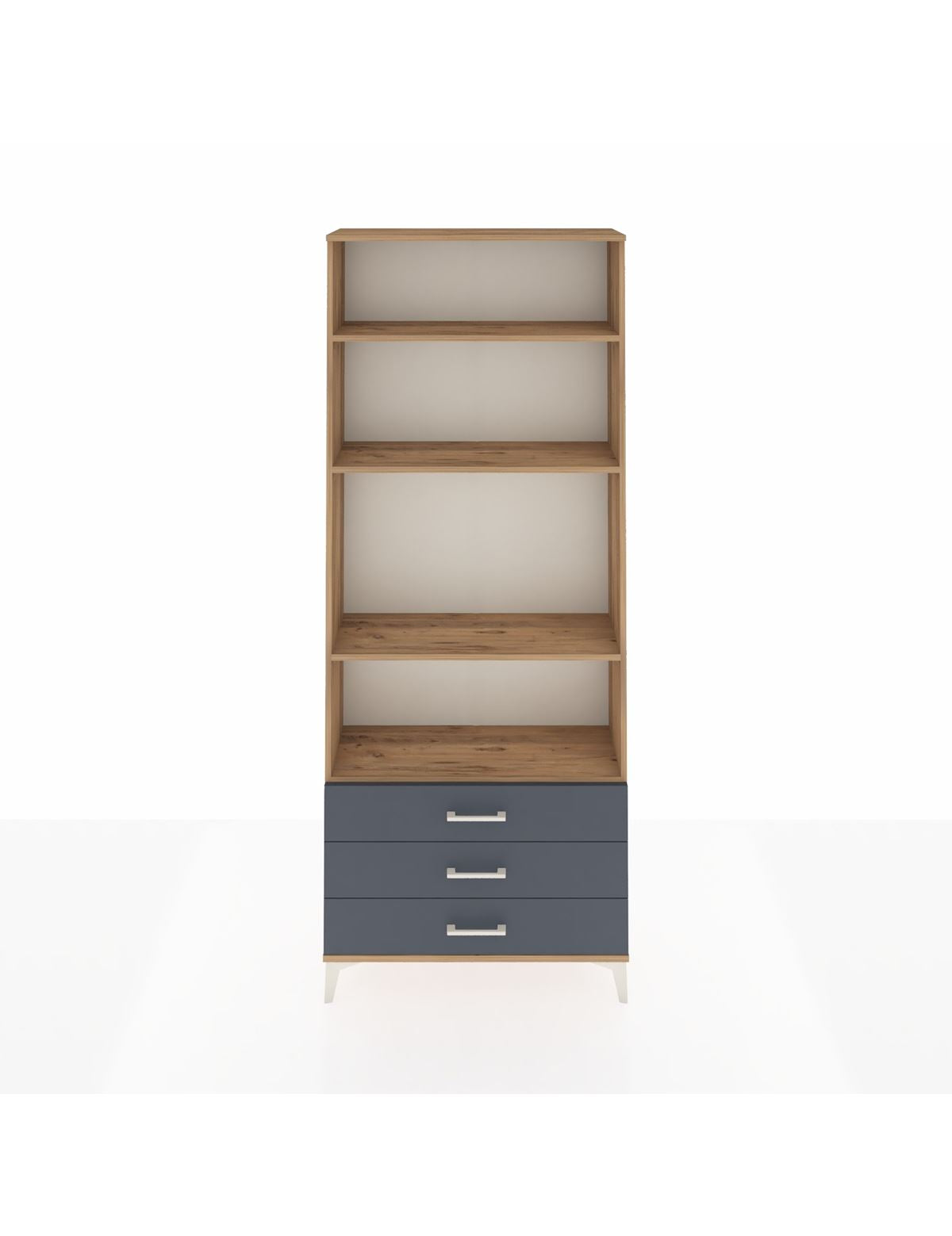 Arges Dolap 4 Raflı 3 Çekmeceli 88x30x221 Çam-Antrasit